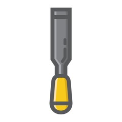 Chisel filled outline icon, build and repair, carpenter sign vector graphics, a colorful line pattern on a white background, eps 10.