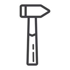 Hammer line icon, build and repair, tool sign vector graphics, a linear pattern on a white background, eps 10.