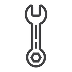 Wrench line icon, build and repair, tool sign vector graphics, a linear pattern on a white background, eps 10.