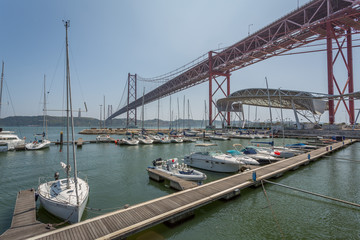 Fototapeta na wymiar View of the City of Lisbon by the Docas, Portugal