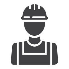 Builder glyph icon, build and repair, construction worker sign vector graphics, a solid pattern on a white background, eps 10.