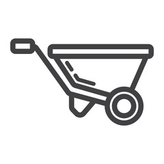 Wheelbarrow line icon, build and repair, argiculture sign vector graphics, a linear pattern on a white background, eps 10.