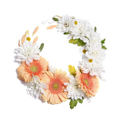 Flower circle frame on a white background