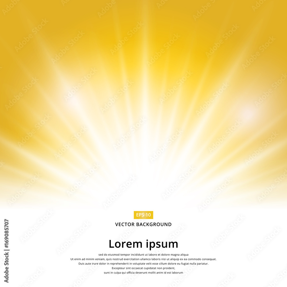 Wall mural sunlight effect sparkle on yellow background with copy space. abstract vector