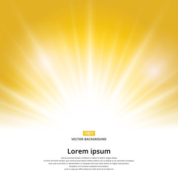 sunlight effect sparkle on yellow background with copy space. Abstract vector
