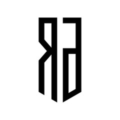 initial letters logo rd black monogram pentagon shield shape