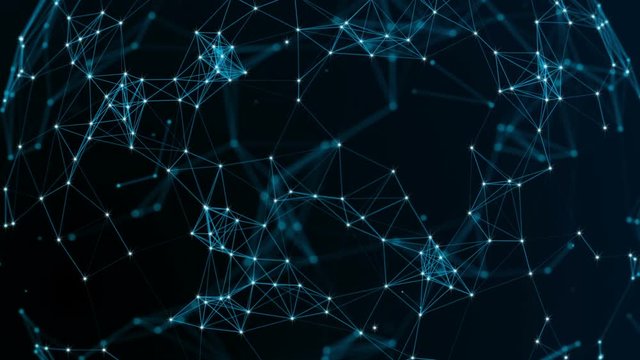 Scientific background and abstract technology. Plexus digital dynamic wallpaper. Bound lines, triangles and points. Loop Animation