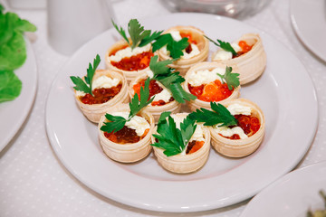 Appetizer of red caviar