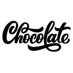 Chocolate hand lettering, custom typography, black ink letters isolated on white background. Vector type illustration.