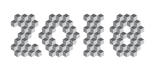 2018 digits from isometric cubes. Pseudo three dimensional