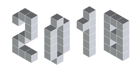 2018 digits from isometric cubes