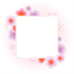 Flowers frame. Violet Sakura Flowers frame isolated on White Pink background. Vector