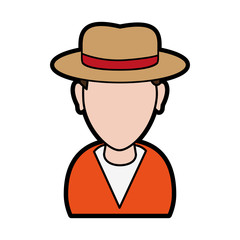 portrait of faceless man with classic hat icon image vector illustration design
