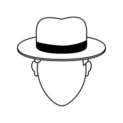 head of faceless man with classic hat icon image vector illustration design