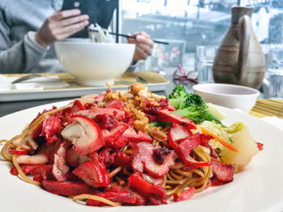 asian food noodles on the table