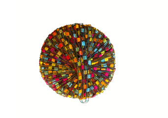 Ball of colorful yarn, isolated on white