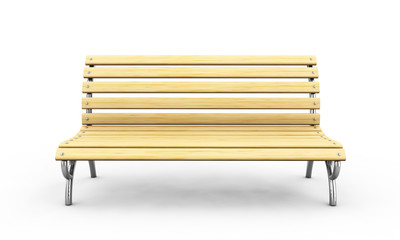 Park bench arc on a white background. Front view. 3d render image.