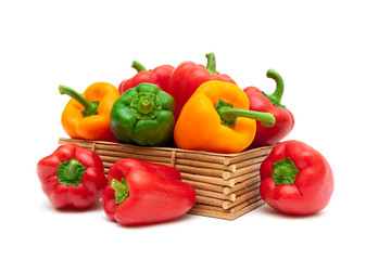 Sweet pepper of different colors isolated on white background