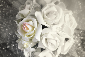 Old photo of a wedding bridal bouquet