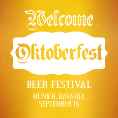 Oktoberfest background. Vector design template for beer festival in Germany, Munich, Bavaria. Greeting card, Party flyer, poster layout for celebration in september and october. Yellow illustration