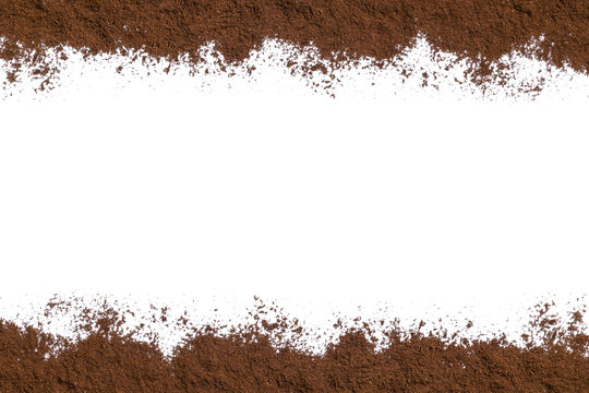 White Background With Ground Coffee On Below And Above