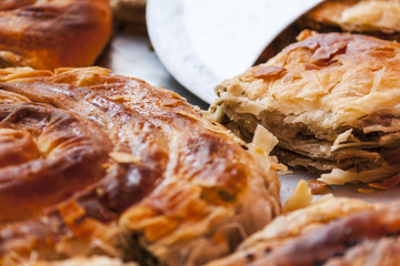 Traditional pastry turkish food with meet: Borek
