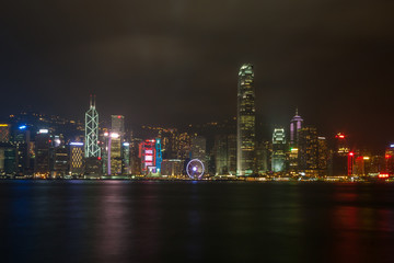 Naklejka premium Panoramiczny widok miasta, Hong Kong, Chiny