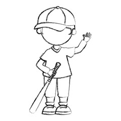 baseball player with bat avatar character vector illustration design