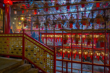 Inside Buddhist temple, Hong Kong, China