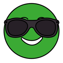 happy with sunglasses emoticon face character icon vector illustration design