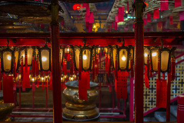 Inside Buddhist temple, Hong Kong, China