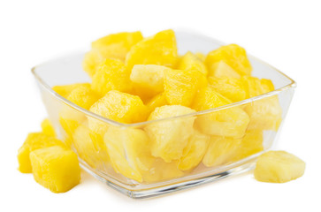 Fresh made Sliced Pineapple over white