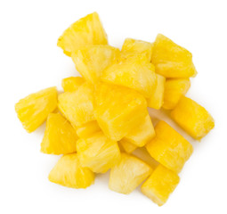 Fresh made Sliced Pineapple over white