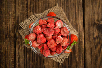 Dried Strawberries close-up shot, selective focus