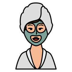 woman with towel in head vector illustration design