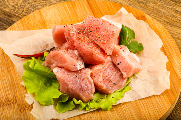 Raw pork pieces
