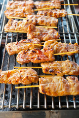 Pork grilled, Asian style roasted pork street food