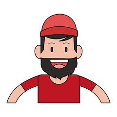 happy smiling man with full beard and mustache icon image vector illustration design