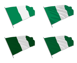 Vector illustration of waving Nigeria flag with different 3d effects