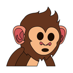 Fototapeta premium zaskoczony ładny ekspresyjny małpa kreskówka ikona obrazu wektor ilustracja projekt
