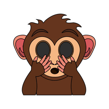 surprised cute expressive monkey cartoon icon image vector illustration design