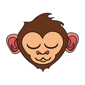 relaxed or in bliss cute expressive monkey cartoon icon image vector illustration design