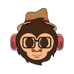 happy cute expressive hipster monkey cartoon icon image vector illustration design