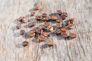Coffee on grunge wooden background