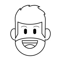 happy smiling man with full beard and mustache icon image vector illustration design black line