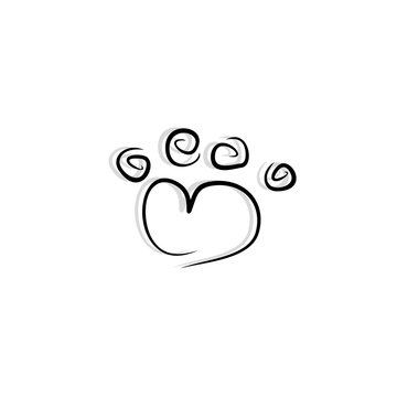 pet paw icon vector doodle