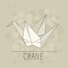 Vector illustration paper origami of crane.