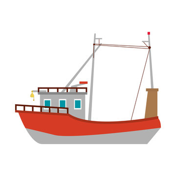 fishing boat ship icon image vector illustration design