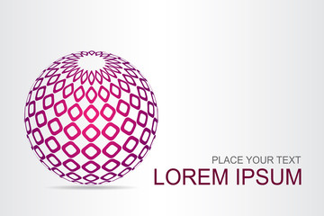 Logo stylized spherical surface with abstract shapes