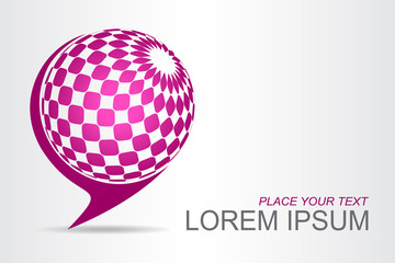 Logo stylized spherical surface with abstract shapes